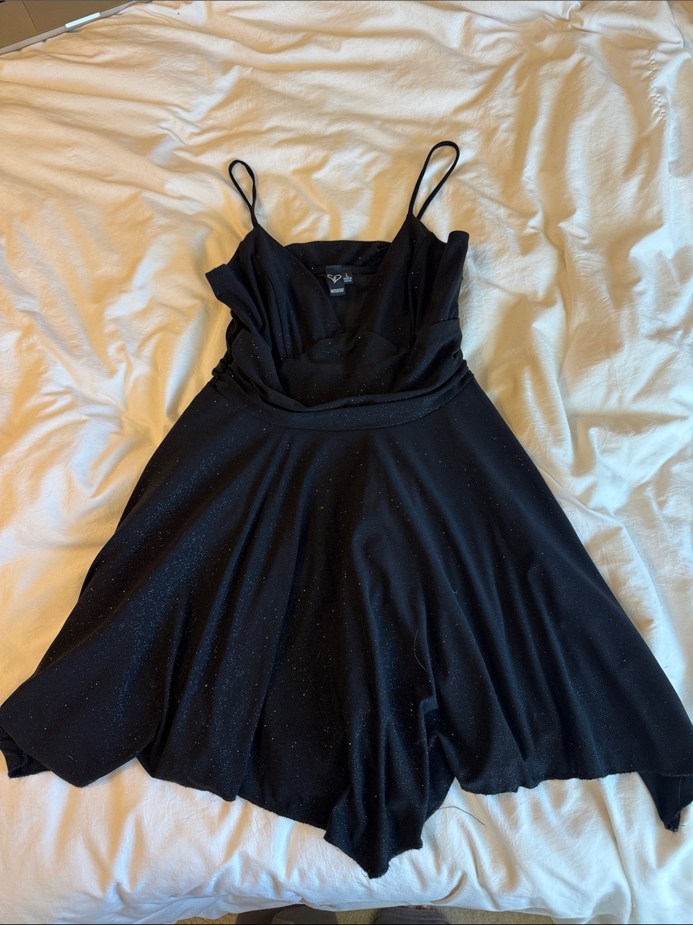 Windsor Black Sparkle Spaghetti Strap Fit-and-Flare Dress. Worn once